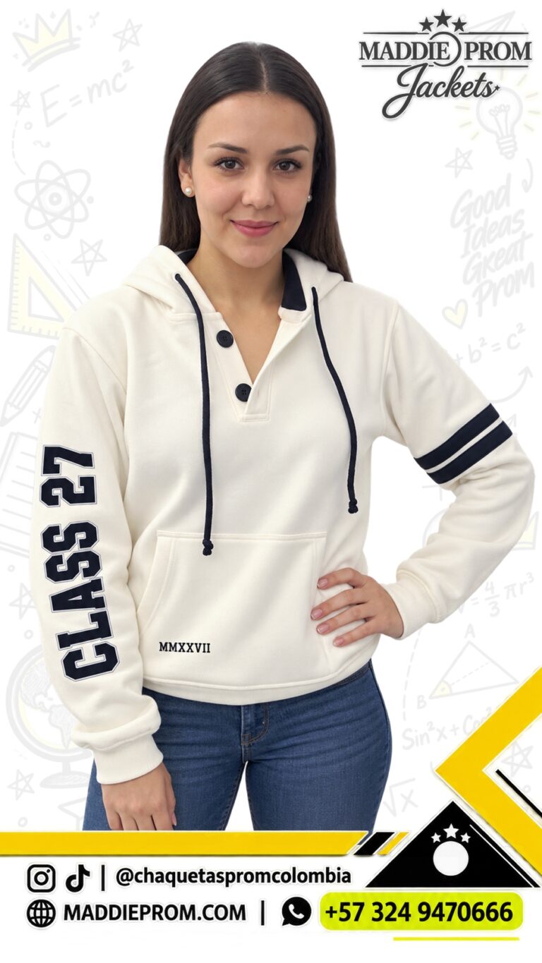 Buzo prom con botones y capota personalizado