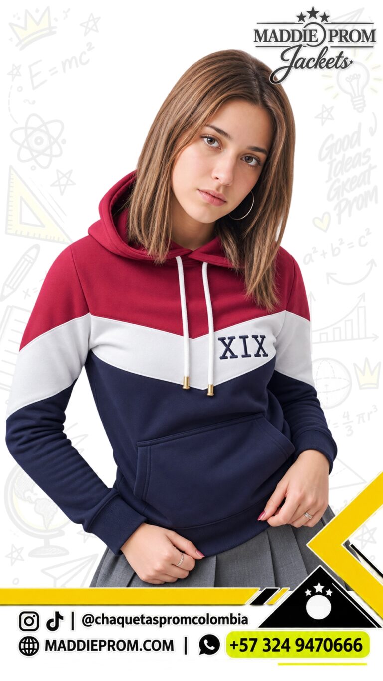 Buzo prom tricolor con corte en V personalizado